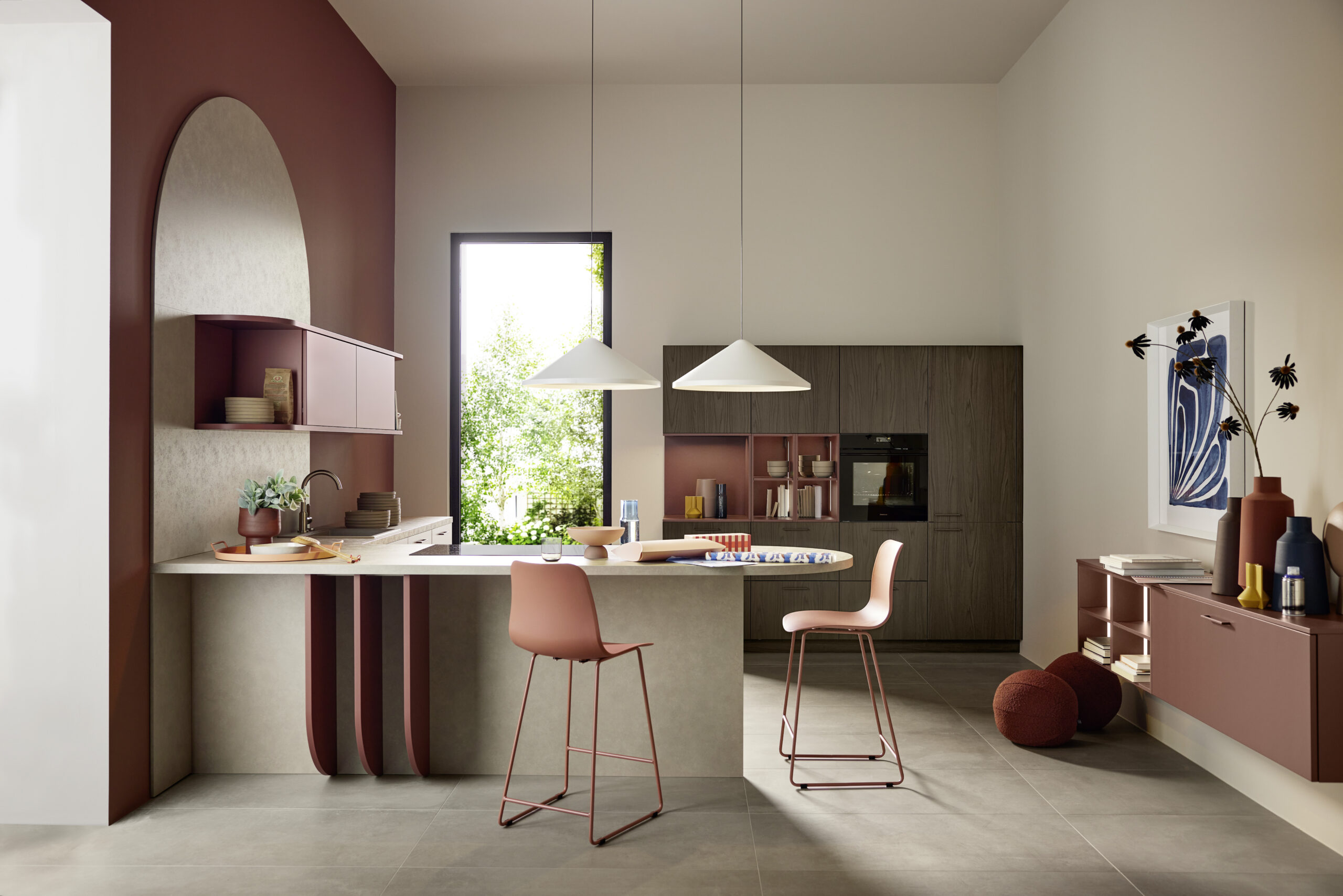 Nolte Kuechen_SOFT LACK Hennarot softmatt_LEAF Noce Marone (4)